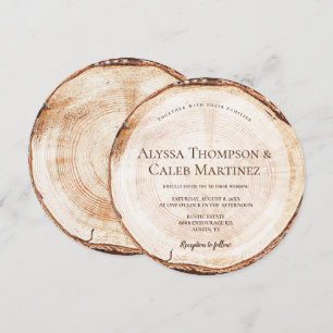 Rustic Wood Theme Custom Bride groom Full name Invitation