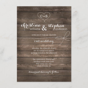 Rustic Wood Tie the Knot Wedding Invitation