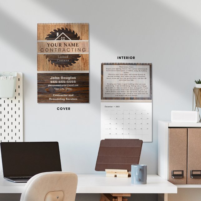 Rustic Wood Tone Contractor Logo Calendar (Creator Uploaded)