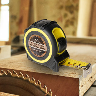 Rustic Wood Tone Contractor Logo Tape Measure 1