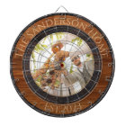 Rustic Wood Tone Family Name Photo Dart Board