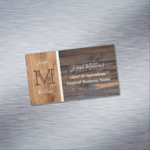 Rustic Wood Tone Magnetic Business Card