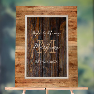 Rustic Wood Tone Monogram Acrylic Sign