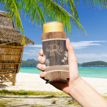 Rustic Wood Tone Monogram Beach