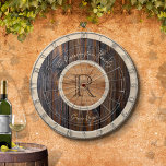 Rustic Wood Tone Monogram Brown and Tan Dartboard<br><div class="desc">This Rustic Wood Tone Monogram Dart Board is a great addition to your family game room. Fun game for hours of entertainment. Customise with your name.
(Simulated wood graphic design)</div>