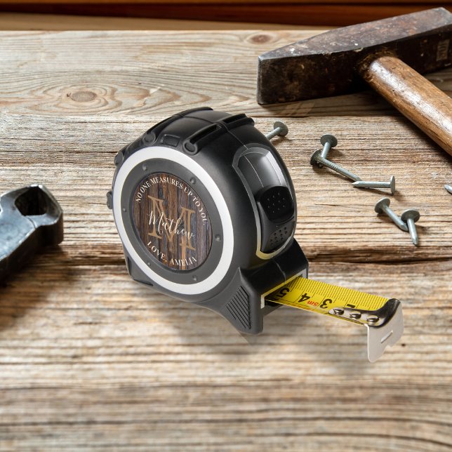 Rustic Wood Tone Monogram Brown Tape Measure 1 (Creator Uploaded)
