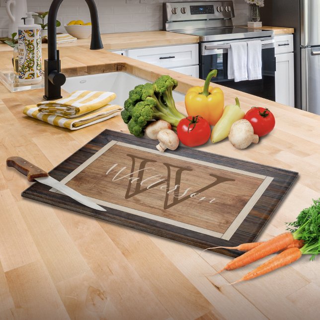 Rustic Wood Tone Monogram Cutting Board (Creator Uploaded)