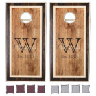 Rustic Wood Tone Monogram Square Design