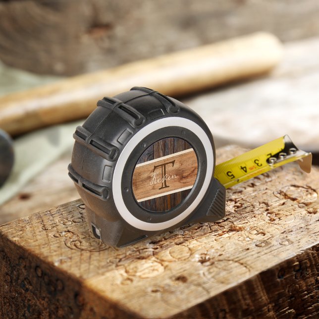 Rustic Wood Tone Monogram Tape Measure 1 (Creator Uploaded)