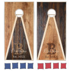 Rustic Wood Tone Monogram Triangle Design