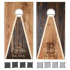 Rustic Wood Tone Monogram Triangle Design