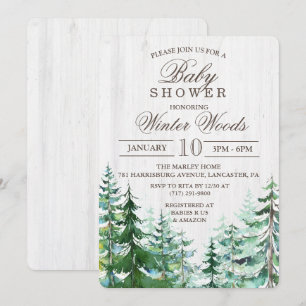 Rustic Wood Tree Baby Shower Invitation