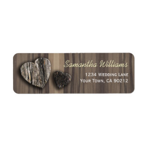 Rustic Wood Tree Bark Two Hearts