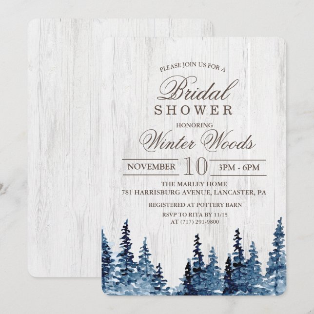 Rustic Wood Tree Bridal Shower Invitation (Front/Back)