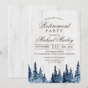 Rustic Wood Tree Retirement Invitation