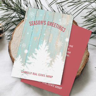Rustic Wood Tree Season's Greeting Business Holiday Card