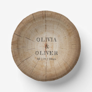 Rustic wood tree stump barn wedding  paper plate