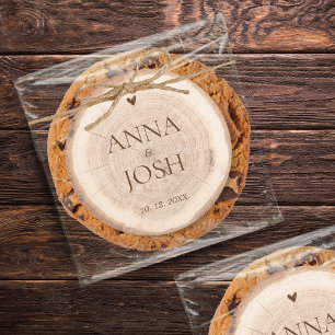 Rustic Wood Tree Stump Cross-Section Barn Wedding Classic Round Sticker