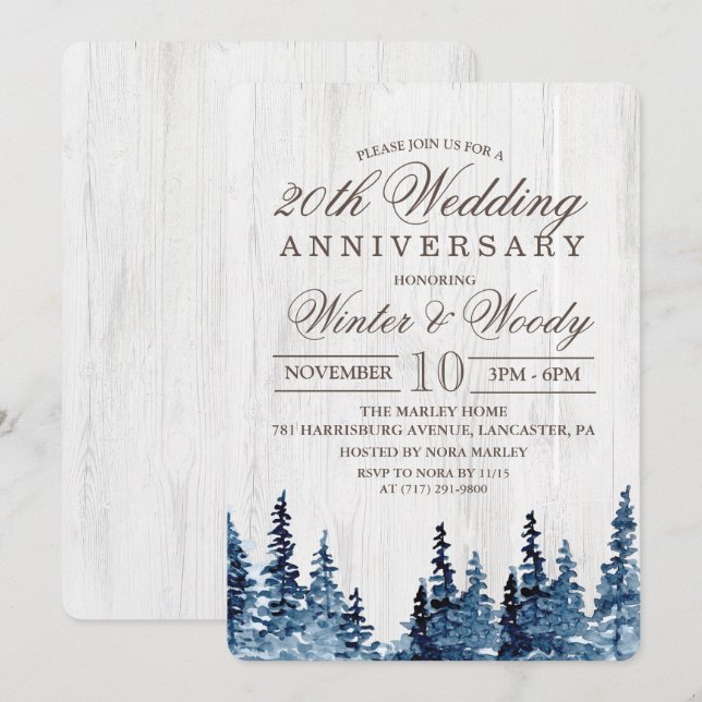 Rustic Wood Tree Wedding Anniversary Invitation (Front/Back)