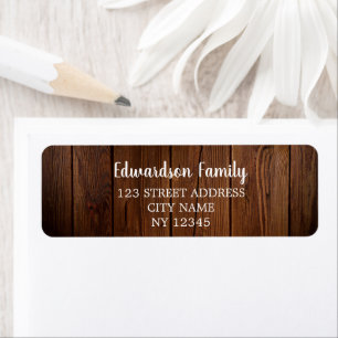 Rustic wood typography family name return address