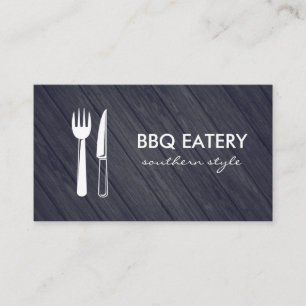 Rustic Wood Utensils BBQ Eatery Business Card
