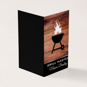 Rustic Wood Utensils bbq grill master Business Card
