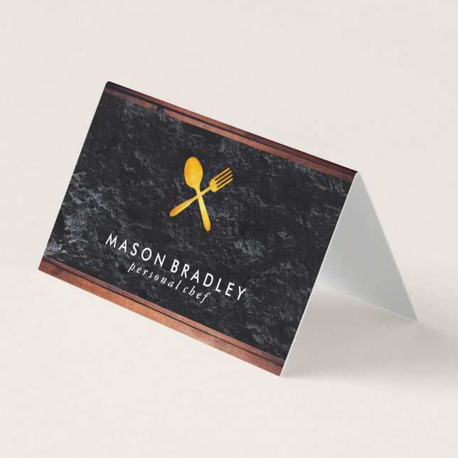 Rustic Wood Utensils Business Card (Front)