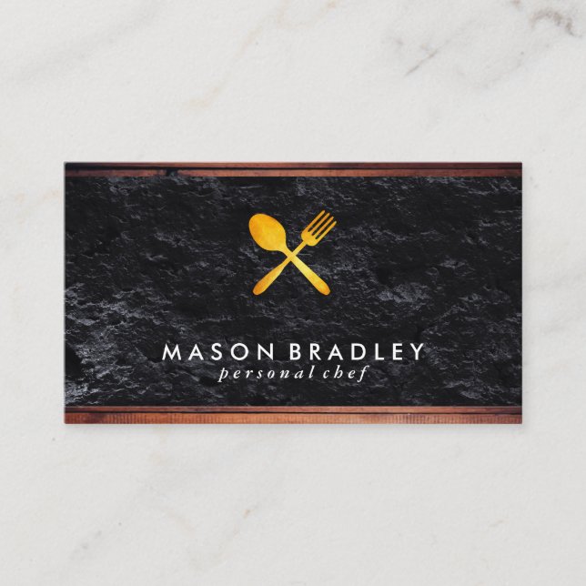 Rustic Wood Utensils Business Card (Front)