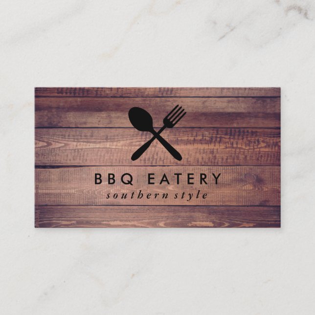 Rustic Wood Utensils Business Card (Front)