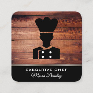 Rustic Wood Utensils   Grill Master   Chef Square Business Card