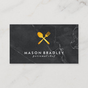 Rustic Wood Utensils Marble Executive Business Card