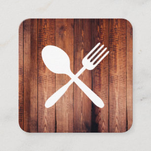 Rustic Wood Utensils Square Business Card