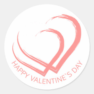 Rustic Wood Valentine`s Day Two Pink Heart Classic Round Sticker