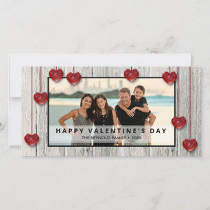 Rustic Wood Valentine's Day LOVE Hearts Photo Card
