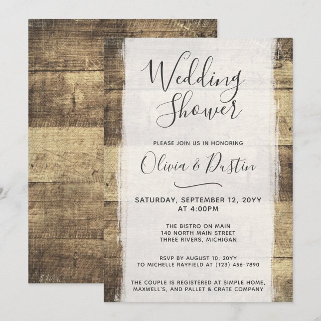 Rustic Wood Vintage Barn Wedding Shower Invitation (Front/Back)