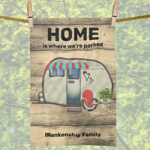 Rustic Wood Vintage Camper Red Chair Cute Custom  Tea Towel