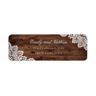 Rustic Wood Vintage Lace Return Address Label