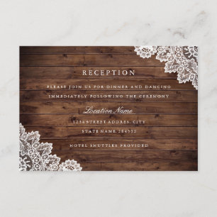 Rustic Wood Vintage Lace Wedding Reception Invitation
