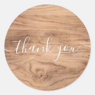 rustic wood vintage Thank You Classic Round Sticker