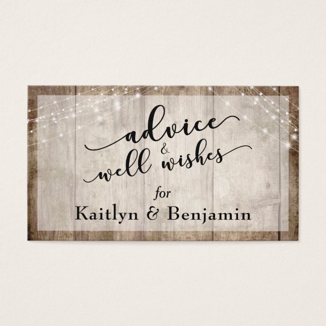 Rustic Wood w/ Lights Advice & Well Wishes Wedding (Front)