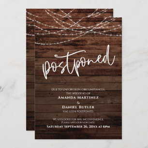 Rustic Wood w/ Lights Postponed Wedding Card