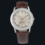Rustic Wood Watch Face Dad Gift Watch Personalised<br><div class="desc">A rustic wood cross section watch face for a gift for any dad,  especially a carpenter! Just add your name.</div>