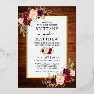 Rustic Wood Watercolor Floral Wedding Gold
