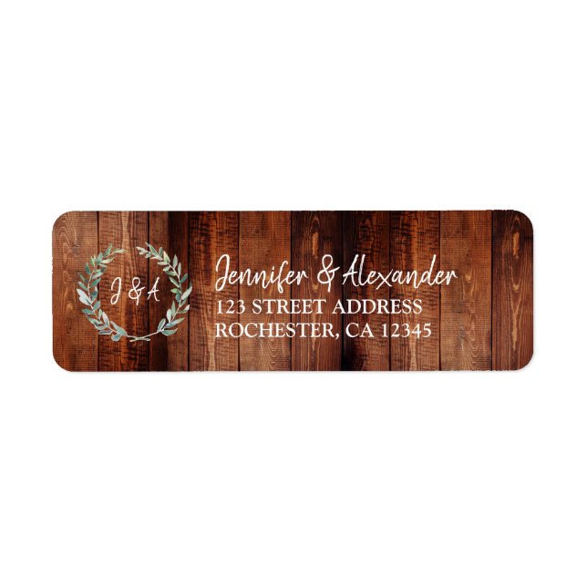 Rustic wood watercolor leaves monogram wedding (Front)