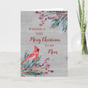 Rustic Wood Watercolor Mum Merry Christmas Card