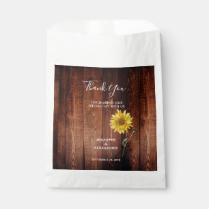 Rustic wood watercolor sunflower thank you wedding favour bags