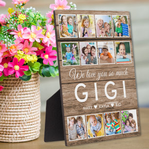 Rustic Wood  We Love You Gigi 12 Photo Collage Plaque