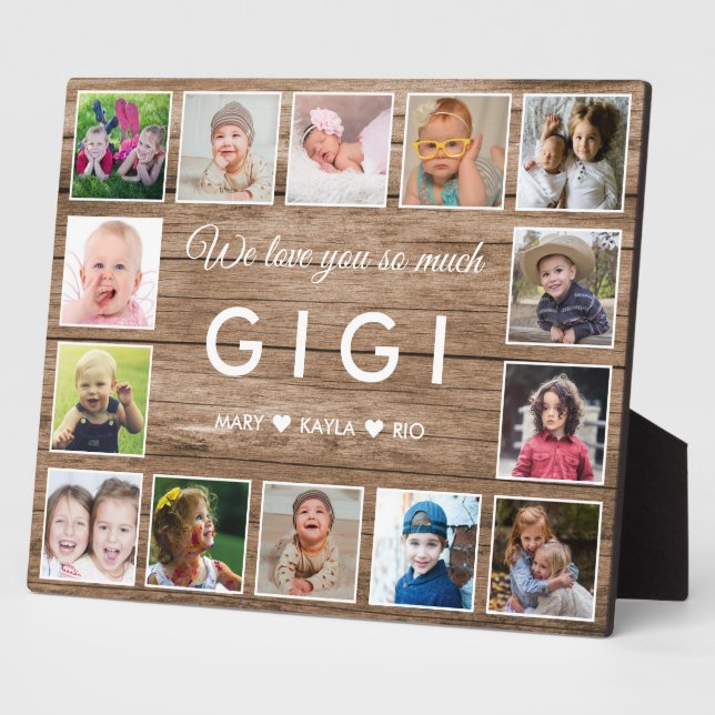 Rustic Wood  We Love You Gigi 14 Photo Collage Plaque (Side)