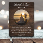 Rustic Wood Wedding Anniversary Custom Photo Frame<br><div class="desc">Capture and commemorate your most cherished moments with our Rustic Wood Wedding Anniversary Keepsake Plaque. Crafted with rustic elegance, this customisable plaque allows you to showcase your love story with personalised text and a stunning photo frame. The inclusion of Genesis 2:24 adds a touch of spiritual significance, symbolising the enduring...</div>