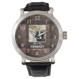 Rustic Wood Wedding Anniversary Photo Watch